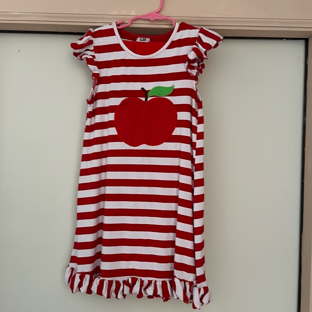 Back to school little girls Apple dress
